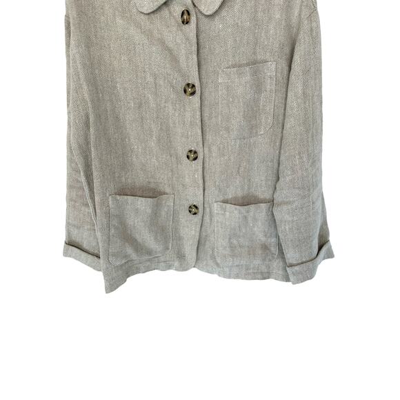 Filosofia Natural Khaki Alexis Woven Lagenlook Heavy Chore Linen Jacket Size XS - Picture 6 of 11